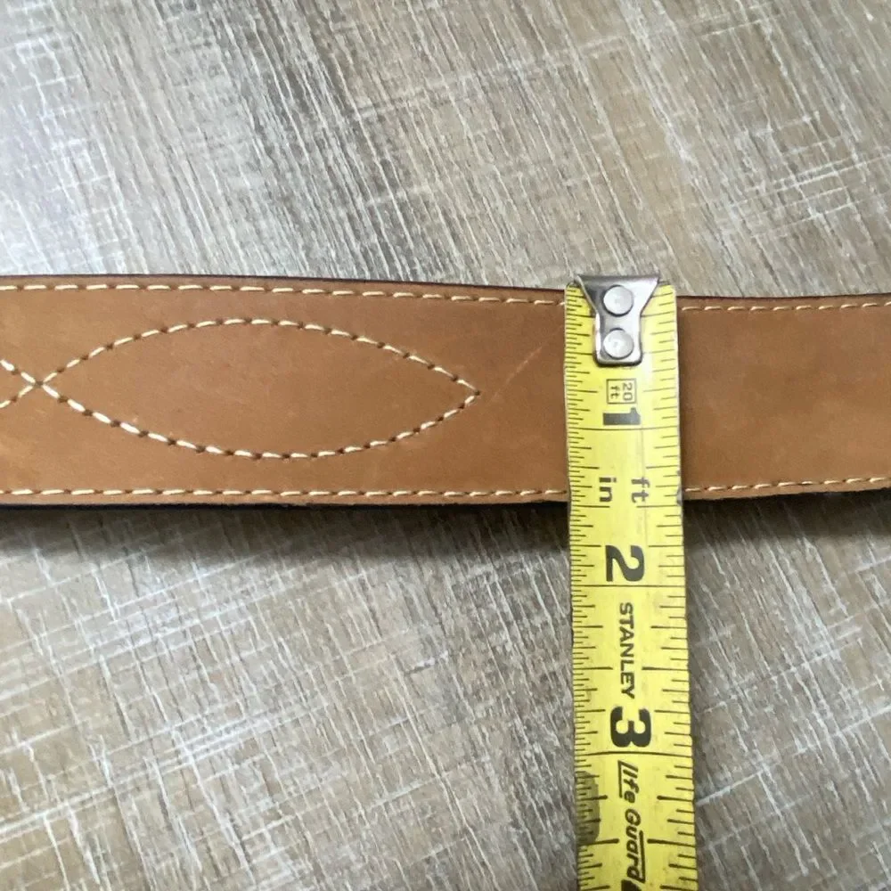 Bay Apache Brown Tan Leather Stitched Western Belt Mens Size 46 Rodeo Boho Retro